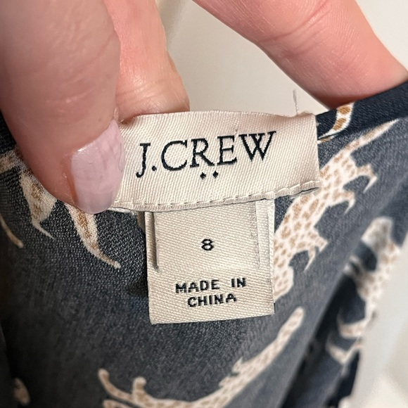 J CREW Navy Cheetah Leopard Cat Animal Novelty Print Wrap Dress Size 8 - Picture 7 of 8